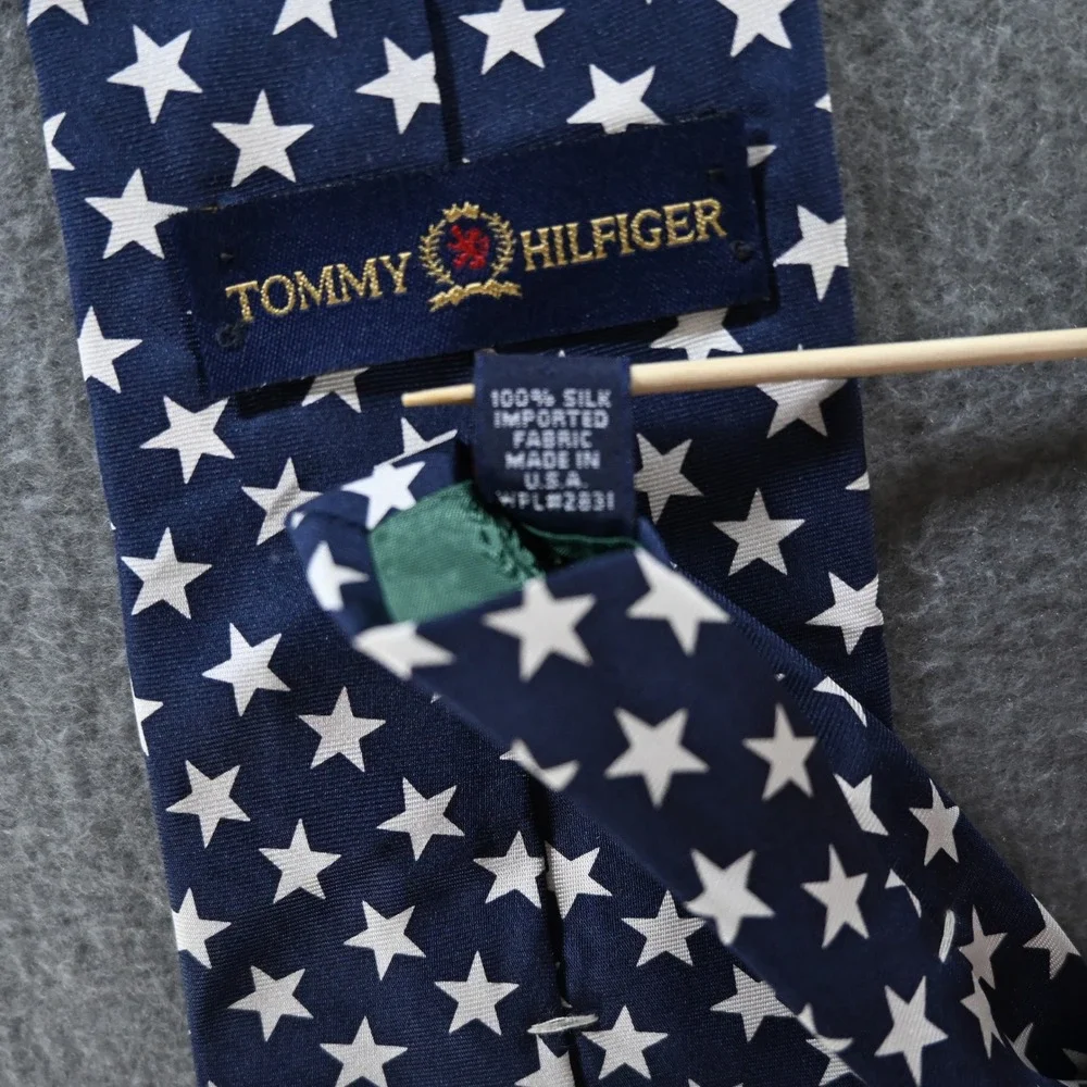 Tommy Hilfiger Mens‎ Stars and Stripes Americana Silk Necktie OS Navy Blue